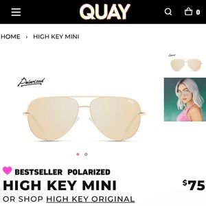 NWT Quay Australia High Key Mini Gold Sunglasses